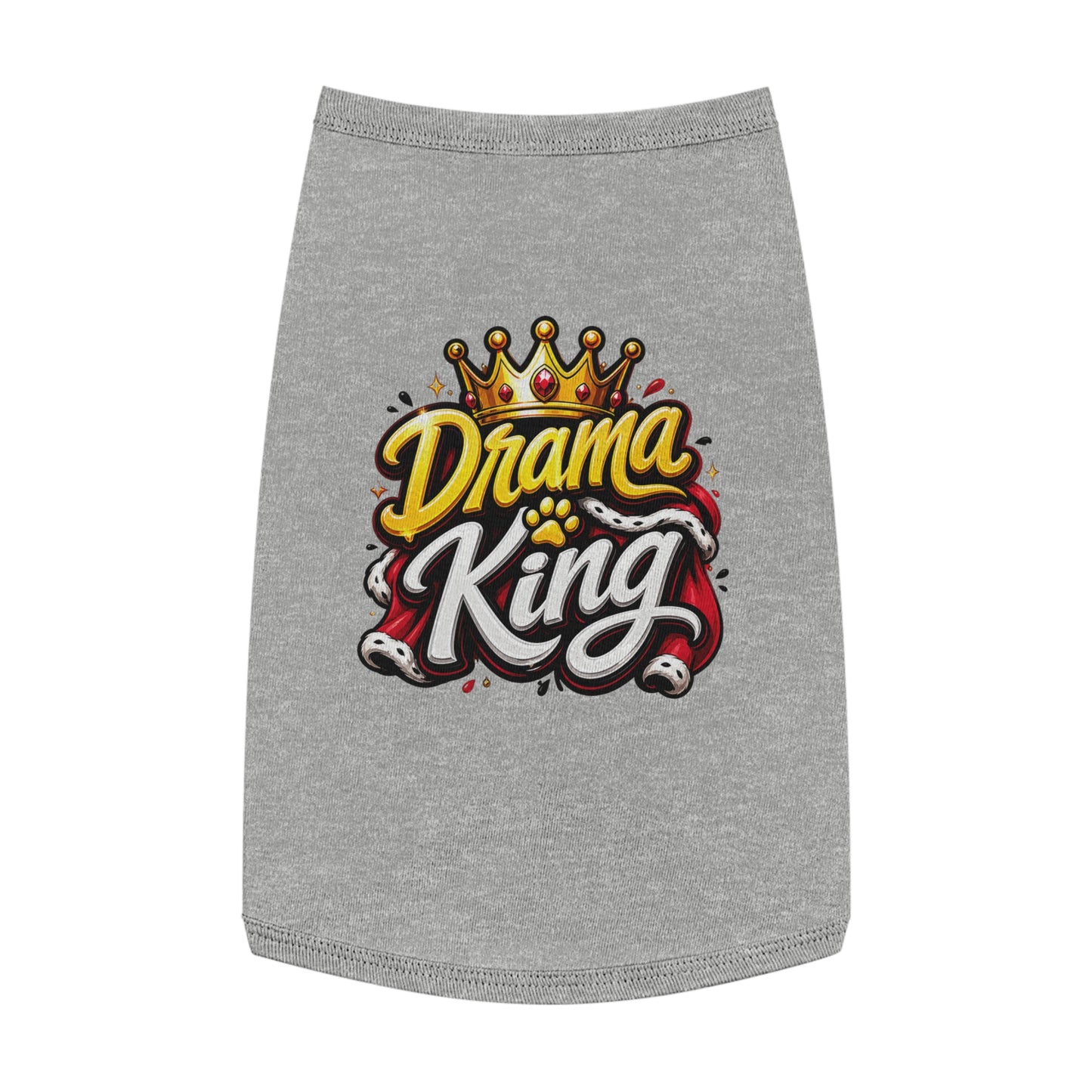 Drama King Pet Tank Top – Crown Graphic Dog Shirt