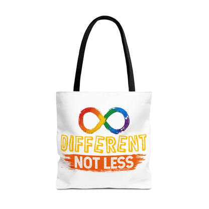 Autism Pride Tote Bag — "Different Not Less" Rainbow Infinity Reusable Shopper