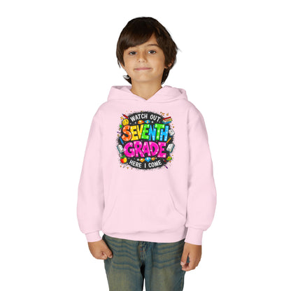 Seventh Grade Hoodie — "Watch Out Seventh Grade Here I Come" Kids Back-to-School Sweatshirt