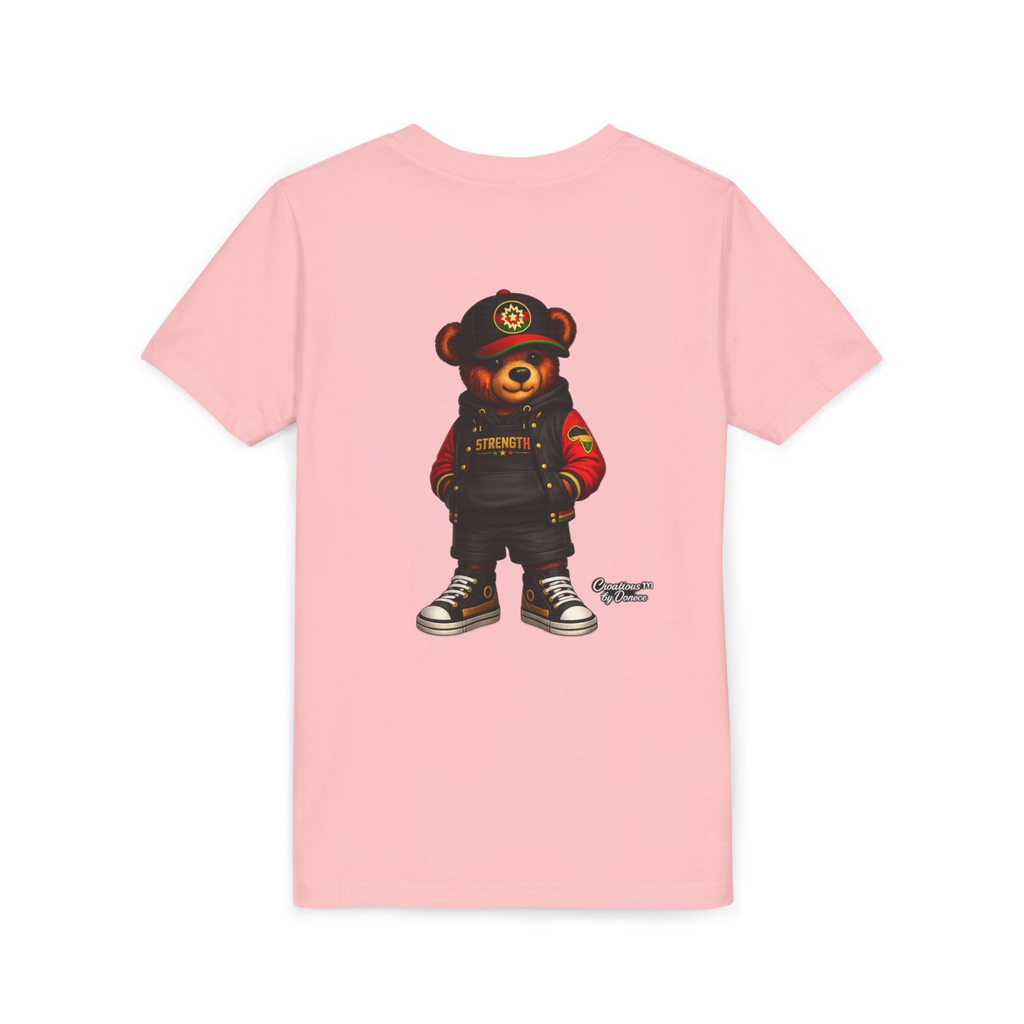 Kids Teddy Bear Streetwear Tee — 'Strength' Graphic Youth T-Shirt