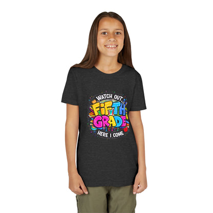 Fifth Grade T‑Shirt for Kids - "Watch Out Fifth Grade Here I Come" Back-to-School Tee