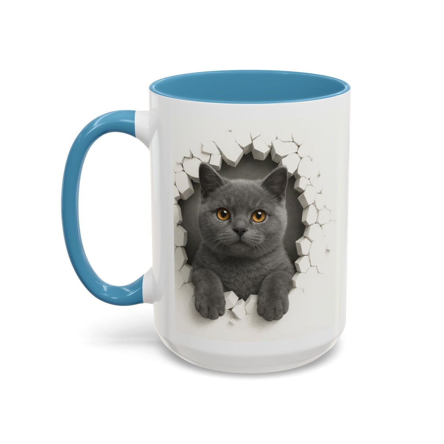 Peekaboo Grey Cat Accent Coffee Mug – Cute 11/15oz Cat Lover Gift