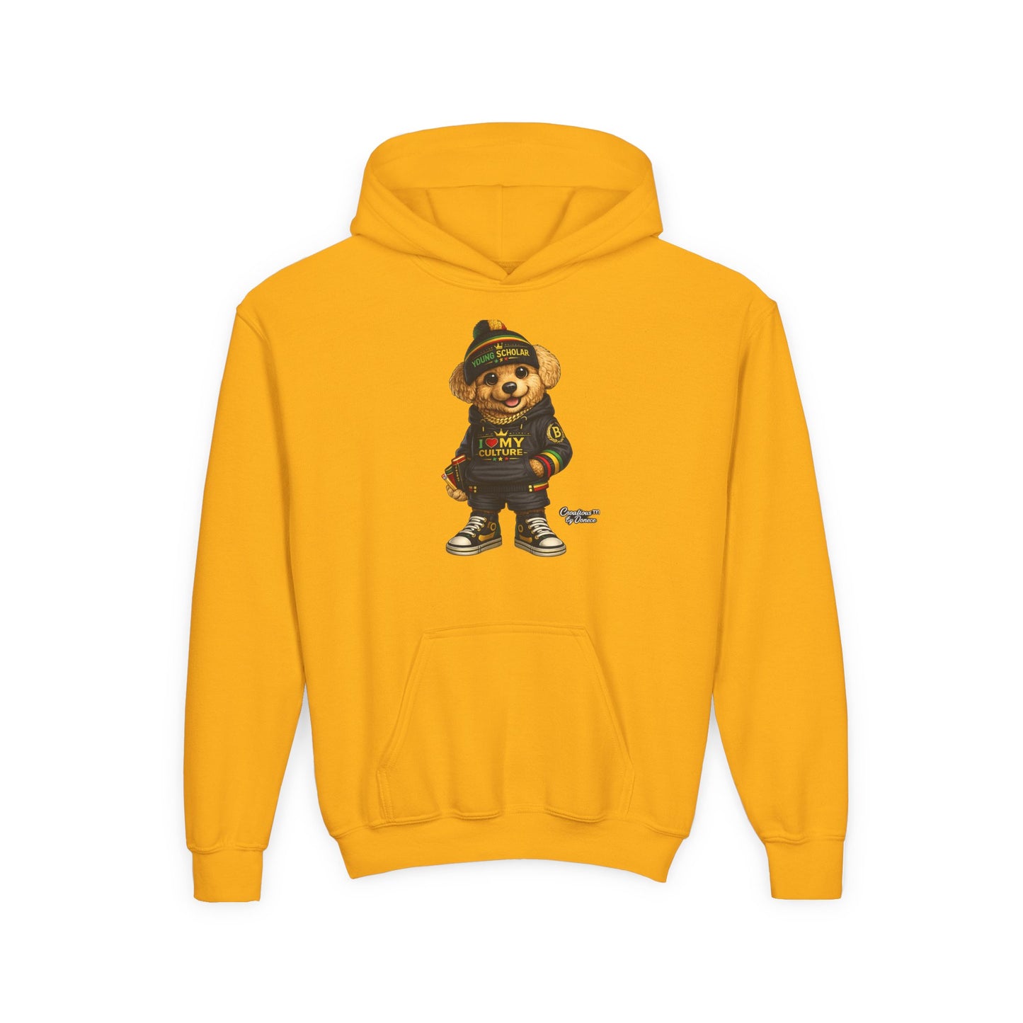 Kids Teddy Bear Hoodie — 'I Love My Culture' Streetwear Youth Sweatshirt