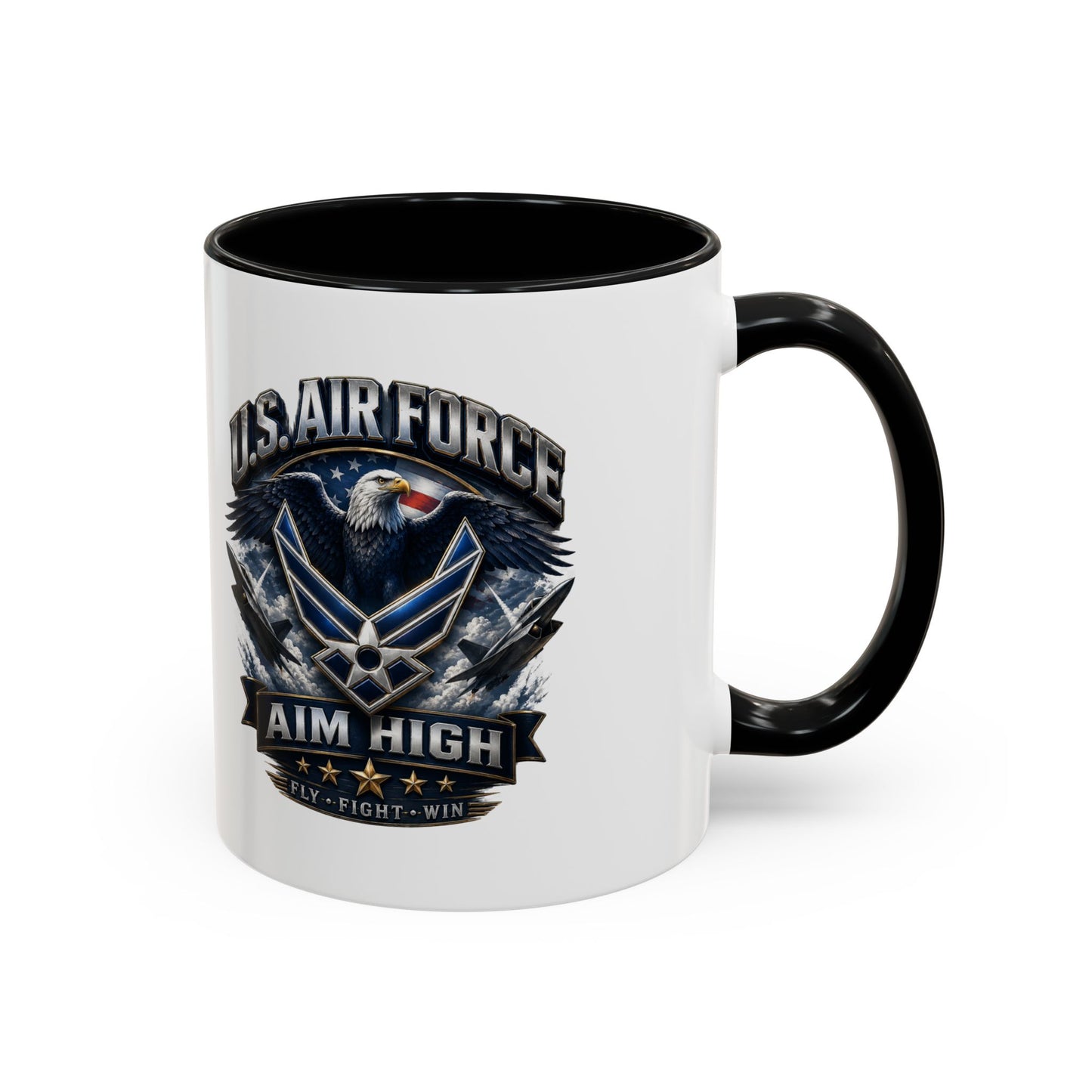 U.S. Air Force Accent Coffee Mug — Aim High Eagle Design (11/15 oz)