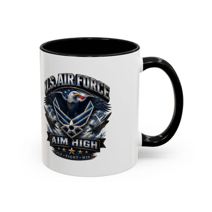 U.S. Air Force Accent Coffee Mug — Aim High Eagle Design (11/15 oz)