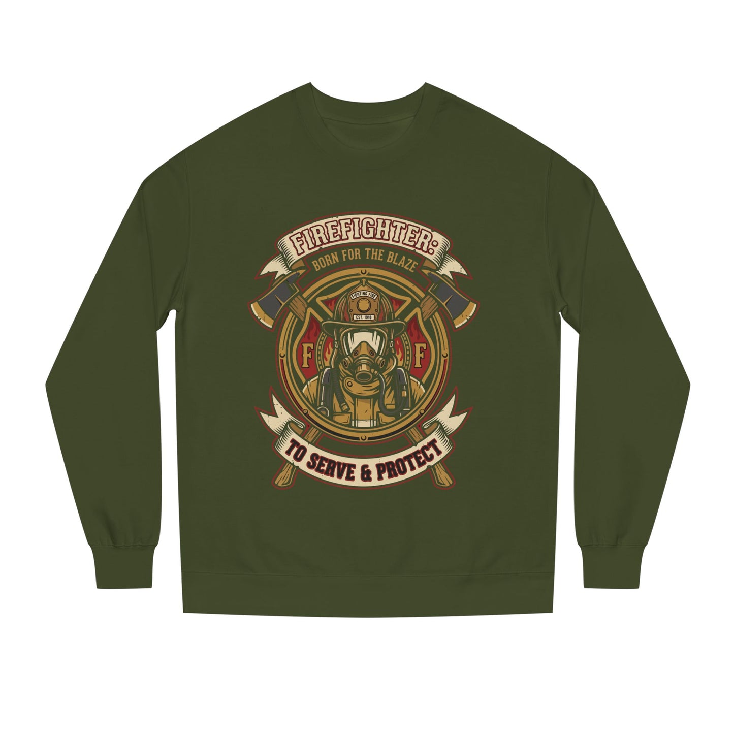 Firefighter Crest Crewneck Sweatshirt — 'To Serve & Protect' Tribute