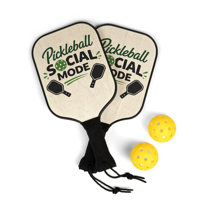 Pickleball Paddle Set – "Pickleball Social Mode" Wooden Paddles with Balls