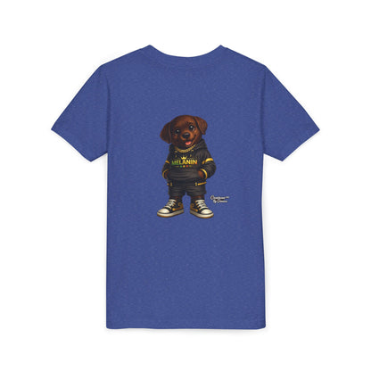 Youth Tee — Cute Puppy "Melanin" Streetwear Graphic