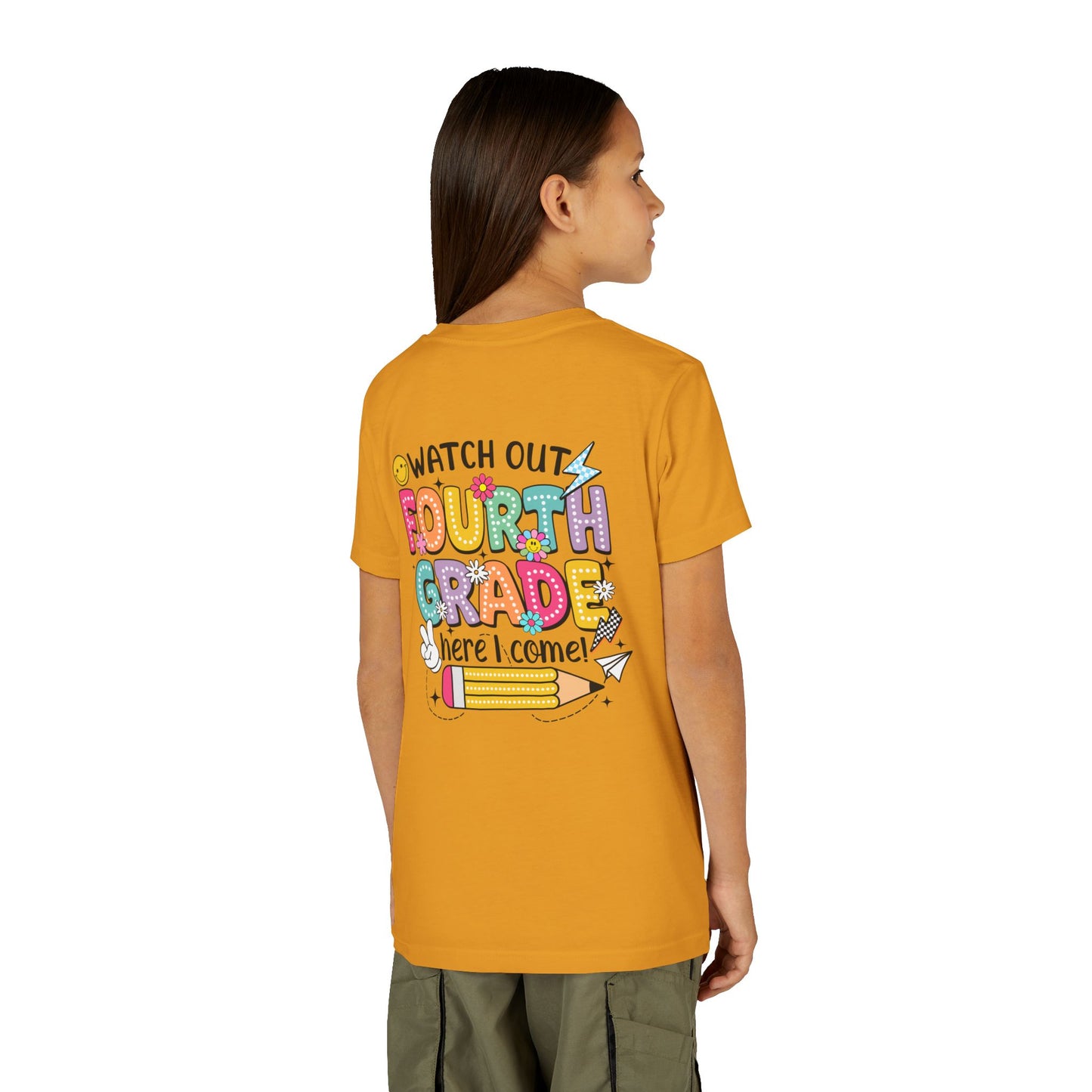 Watch Out Fourth Grade Here I Come Youth T‑Shirt — Back to School Kids Tee