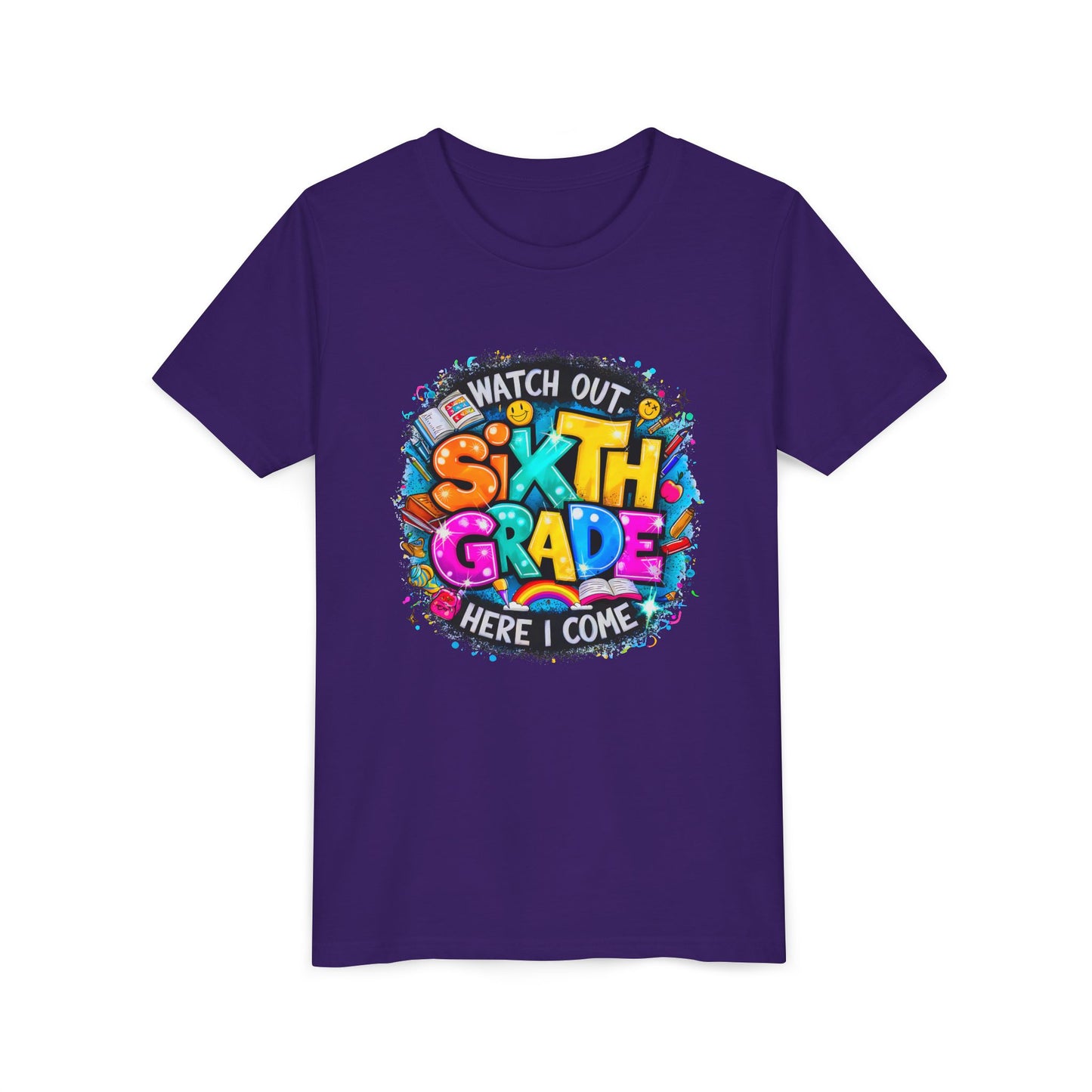 Youth Tee — "Watch Out Sixth Grade Here I Come" Back-to-School Graphic Shirt