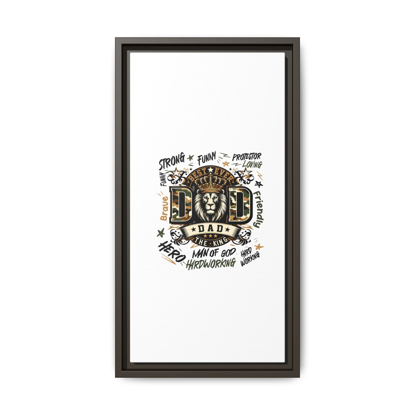 Framed Matte Canvas 'Best Ever DAD' Wall Art – Lion King Design, Father’s Day Gift