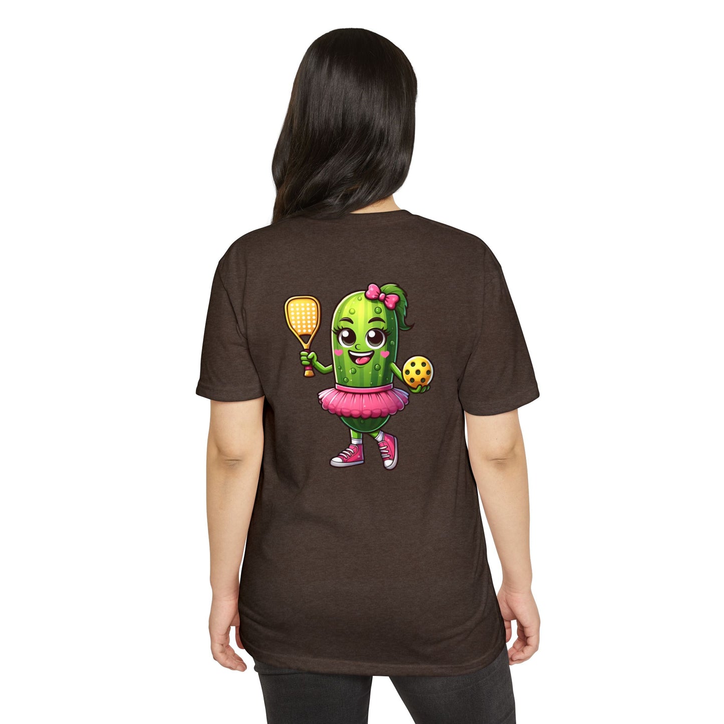 Pickle Paddleball T-Shirt — Cute Pickle Character in Tutu with Paddle & Ball
