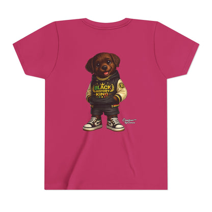 Youth Tee — 'Black History King' Puppy Graphic Shirt