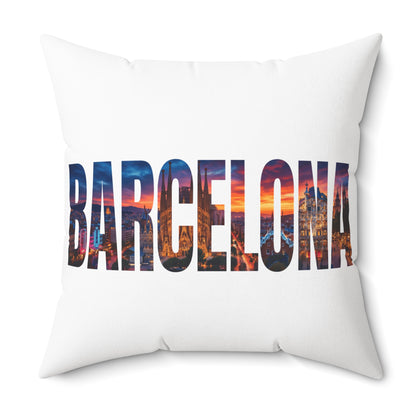 Barcelona Cityscape Throw Pillow — Travel Souvenir Decorative Pillow