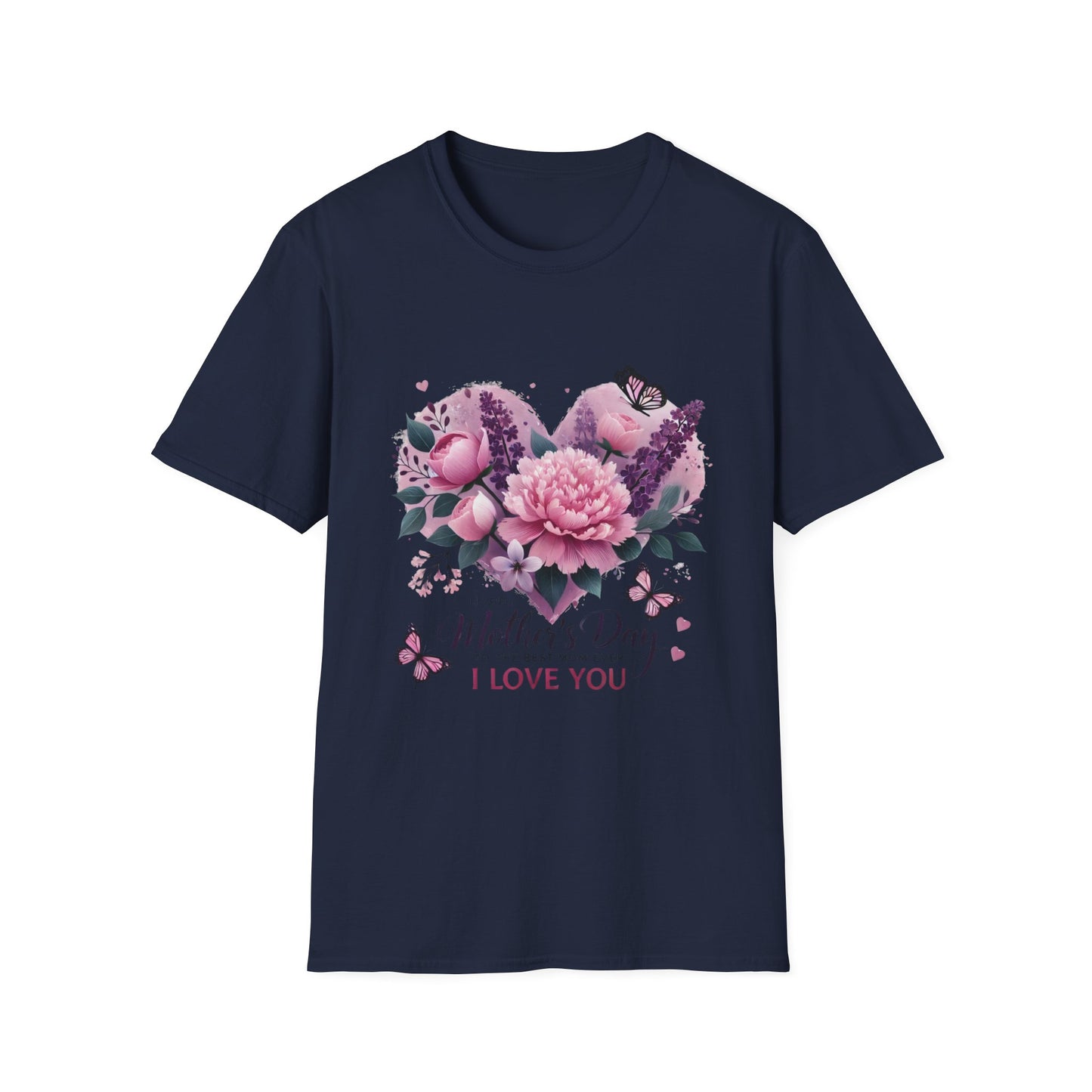 Mother's Day Floral T-Shirt — "Mother's Day I Love You" Heart Bouquet