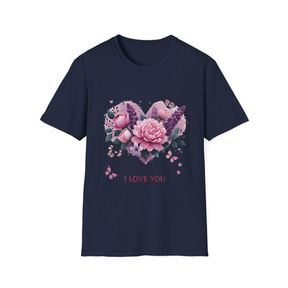 Mother's Day Floral T-Shirt — "Mother's Day I Love You" Heart Bouquet