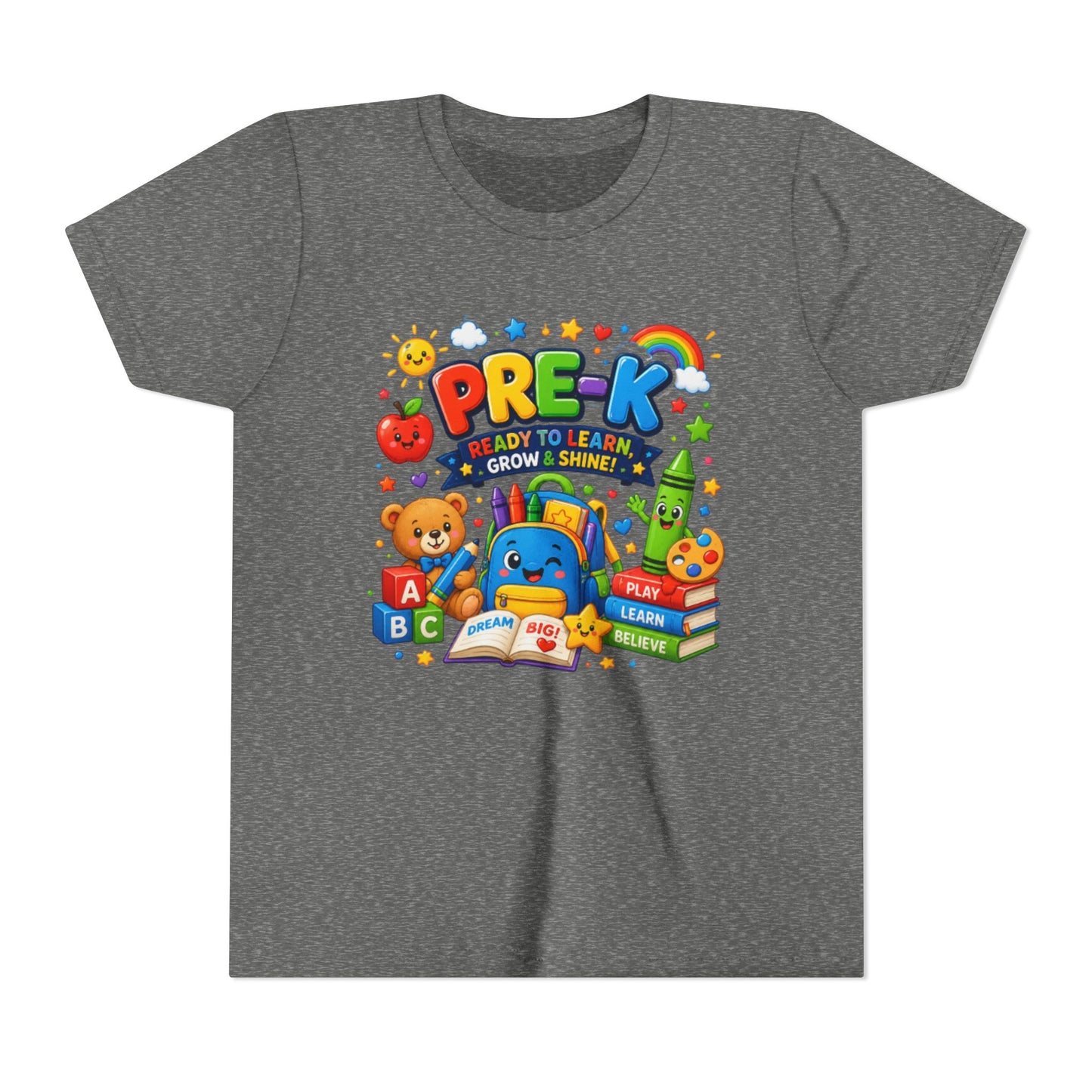 Pre-K Ready To Learn Kids T-Shirt — Colorful Preschool Back-to-School Tee