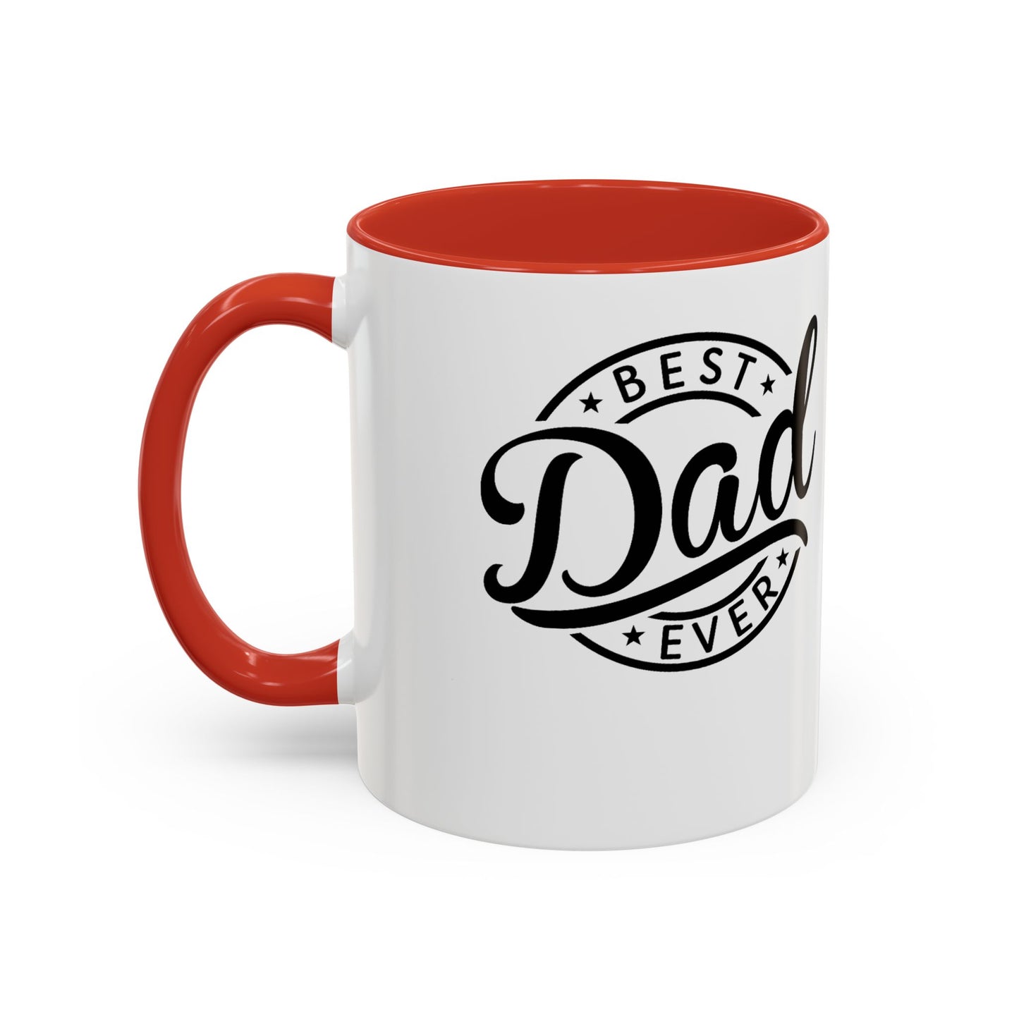 Best Dad Ever Accent Coffee Mug — Black Handle & Inner Rim, Father's Day Gift (11oz & 15oz)