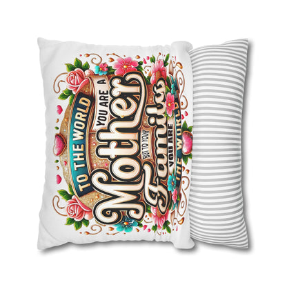 Mother You Are My World Decorative Pillowcase — Floral Mother's Day Accent