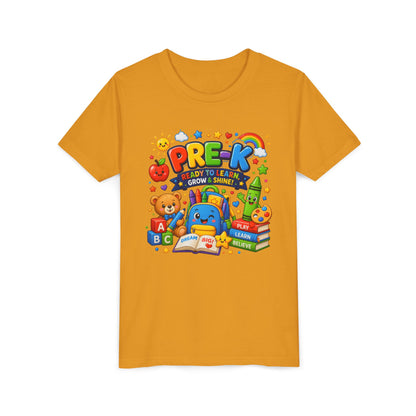 Pre-K Ready To Learn Kids T-Shirt — Colorful Preschool Back-to-School Tee