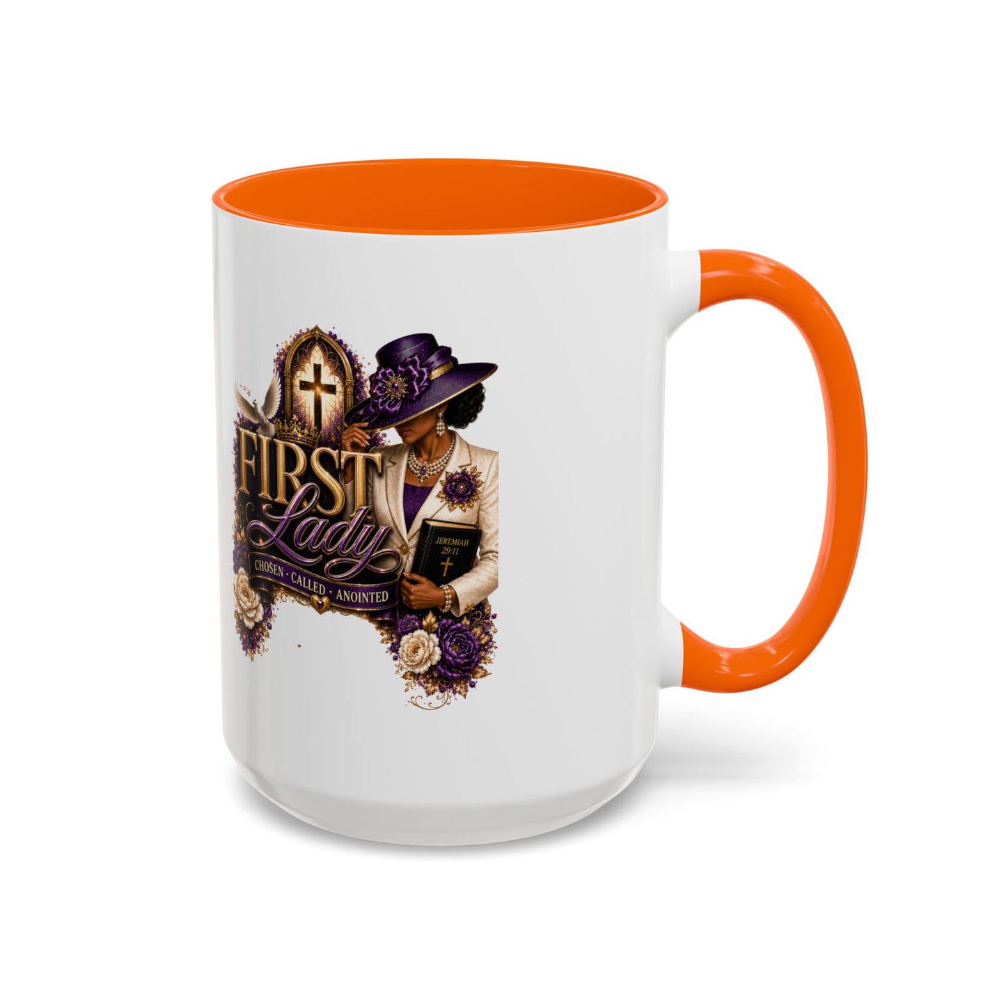 First Lady Church Coffee Mug — Elegant Purple Hat Gospel Tea Cup (11/15oz)