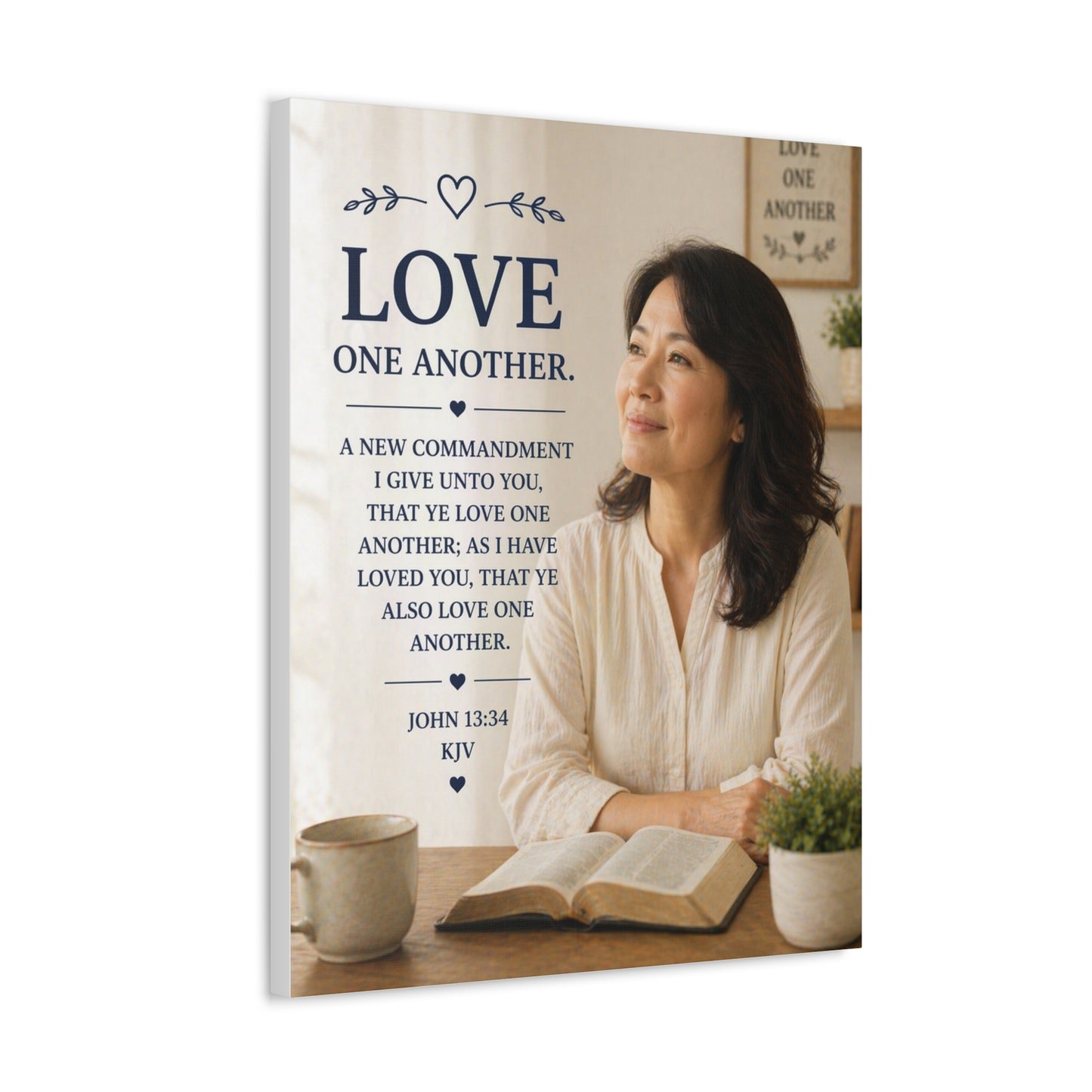 Love One Another — John 13:34 Inspirational Stretched Canvas Wall Art