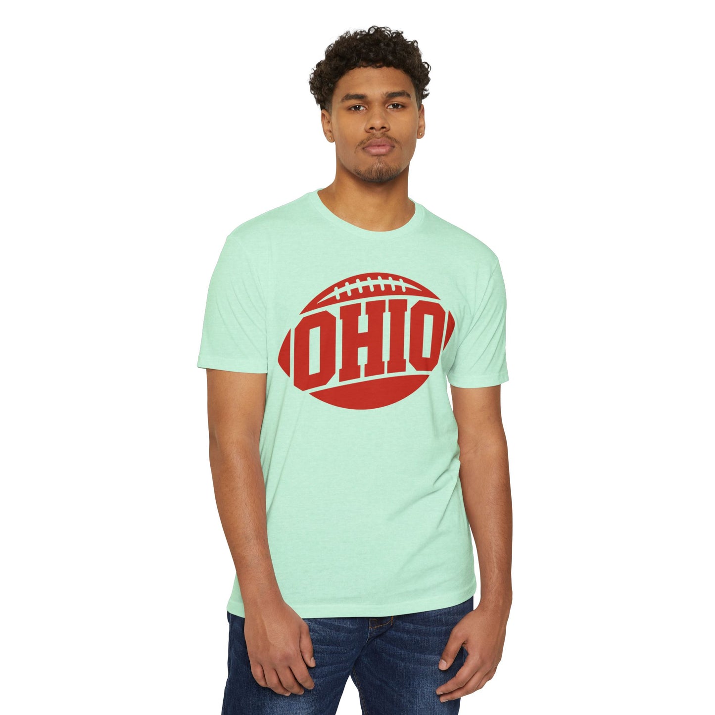 Ohio Football T-Shirt — Retro Red Football Logo Tee