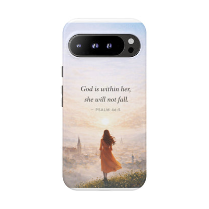 Inspirational Psalm 46:5 Phone Case — 'God is within her, she will not fall' Christian Phone Cover