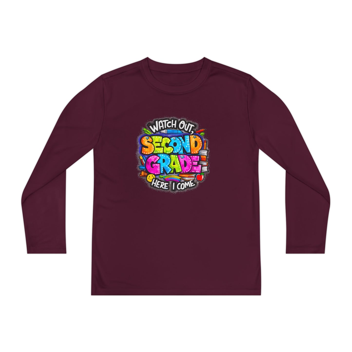 Second Grade Long Sleeve Tee — "Watch Out Second Grade Here I Come" Youth Shirt
