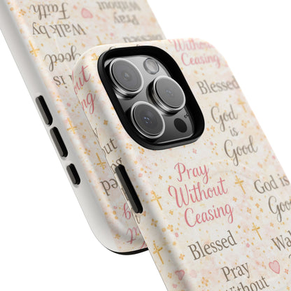 Christian Faith Magnetic Phone Case — "Pray Without Ceasing" Patterned Tough Case
