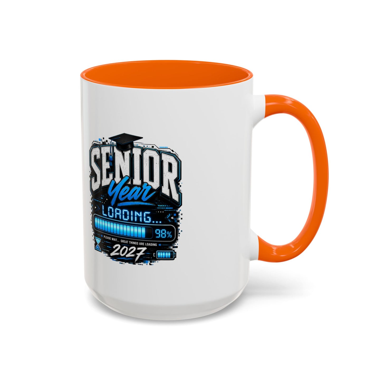 Senior Year Loading 2027 Accent Coffee Mug — Graduation Gift Cup (11/15oz)