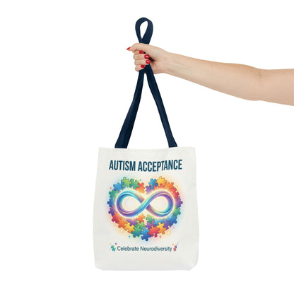 Autism Acceptance Tote Bag — Rainbow Neurodiversity Infinity Puzzle Design