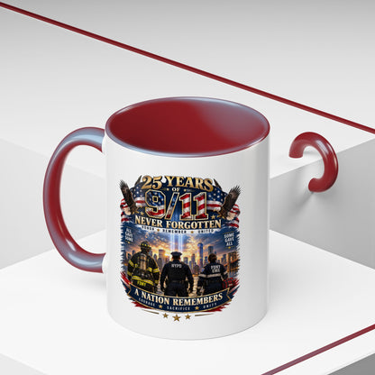 11oz/15oz Coffee Mug — 25 Years of 9/11 Never Forgotten Memorial Design