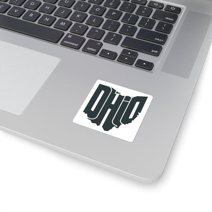 Ohio State Outline Sticker — Retro Bold OHIO Square Decal for Laptops & Water Bottles