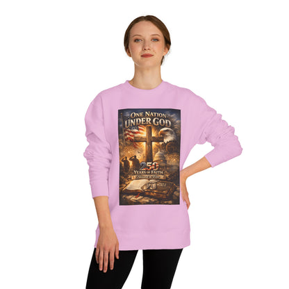 Patriotic Christian Sweatshirt — "One Nation Under God" 25 Years of Faith Crewneck