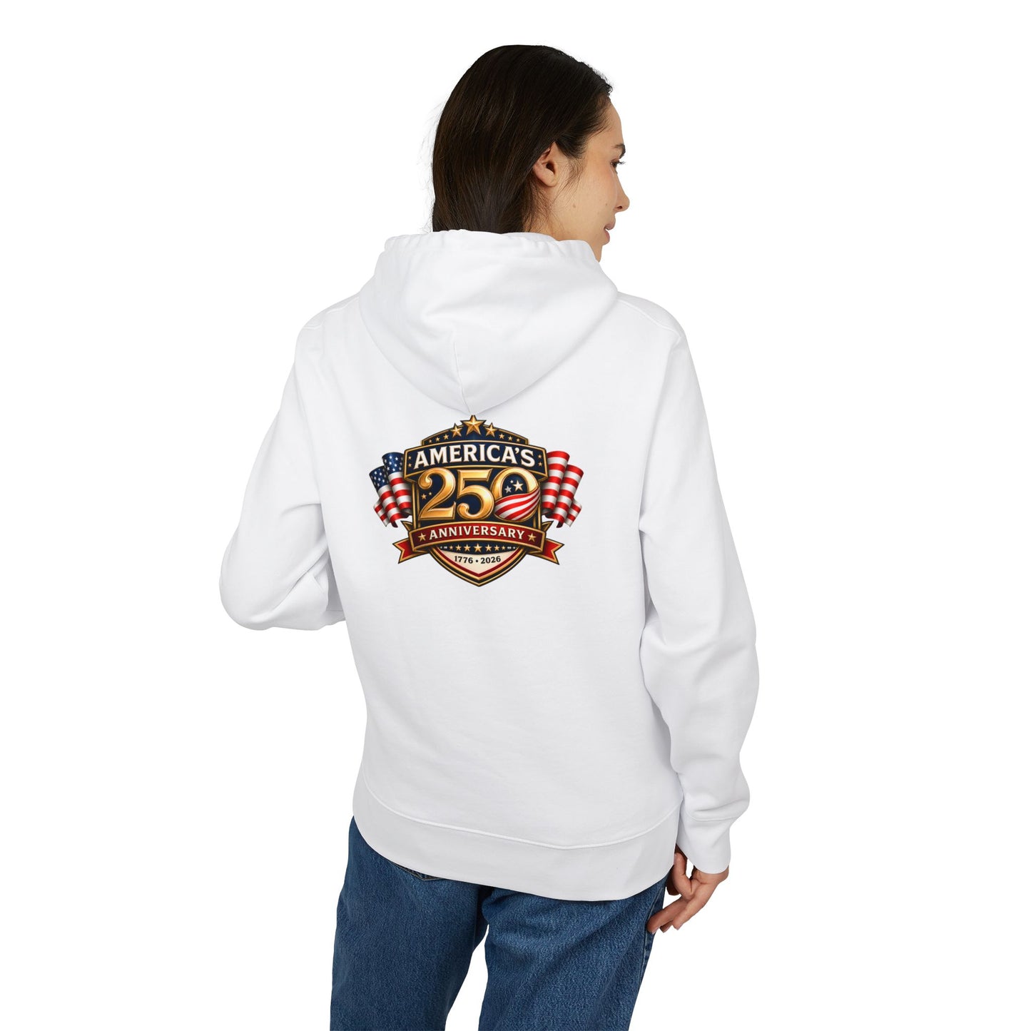 25th Anniversary America Logo Hoodie - Patriotic American Flag Crewneck