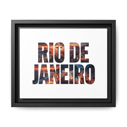 Rio de Janeiro Matte Canvas Framed Print — Sunset Cityscape Typography Wall Art