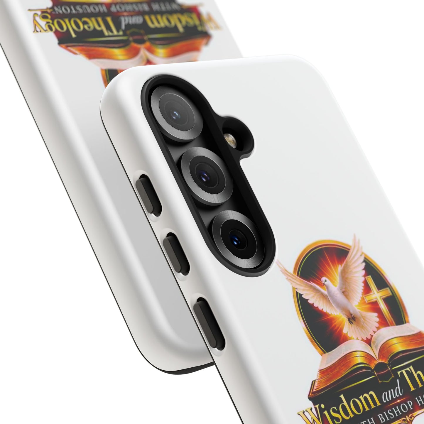 Wisdom and Theology Phone Case — Christian Dove & Cross Protective Tough Case