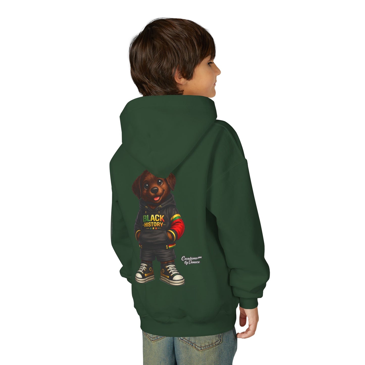 Youth Hoodie - Cute Rottweiler Puppy 'Black History' Graphic Sweatshirt for Kids
