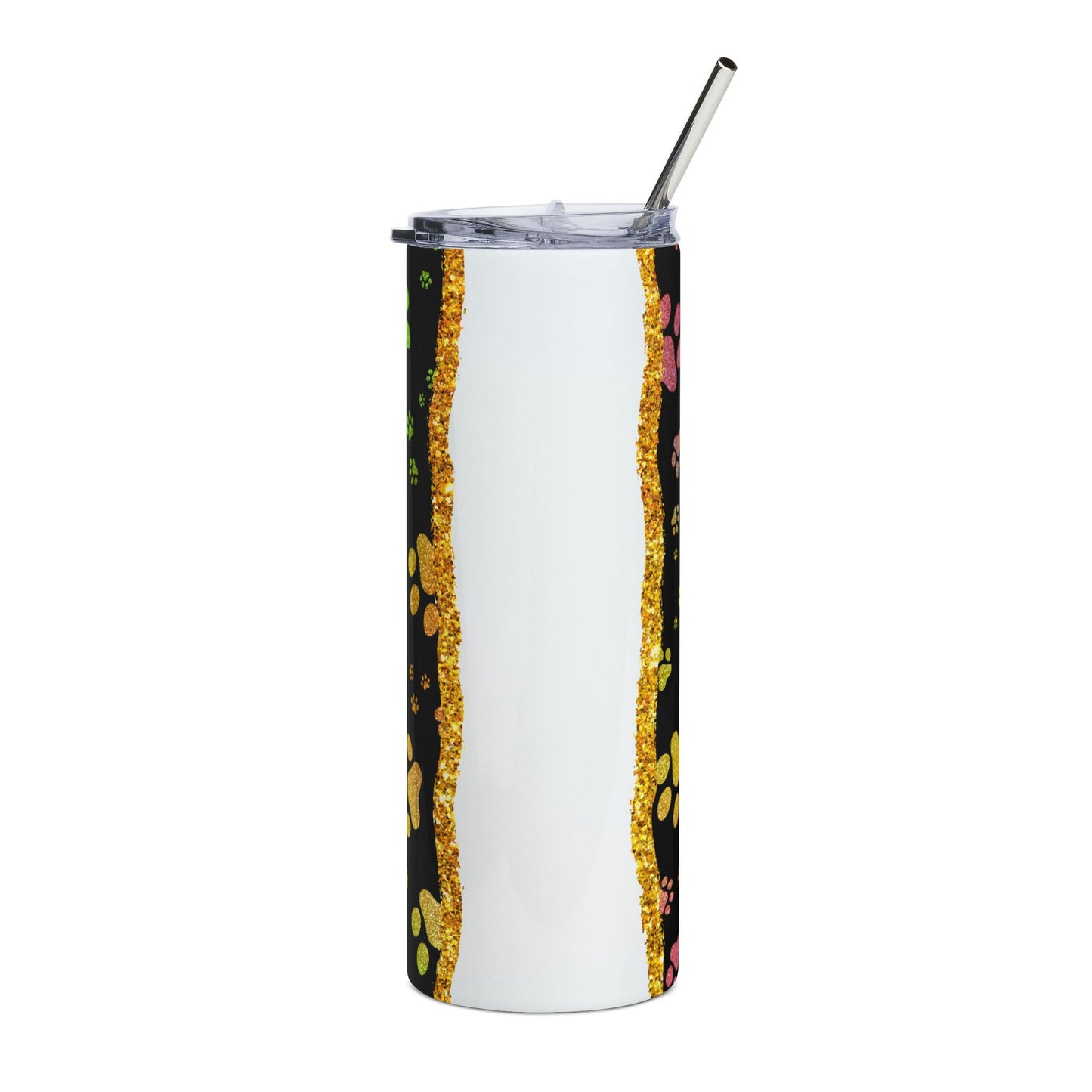 Paw Print Stainless Steel Tumbler — 20oz Pawprint Travel Cup