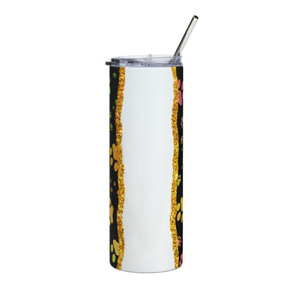 Paw Print Stainless Steel Tumbler — 20oz Pawprint Travel Cup