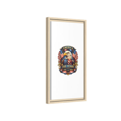 America 250th Anniversary Framed Canvas — Patriotic Bald Eagle Wall Art