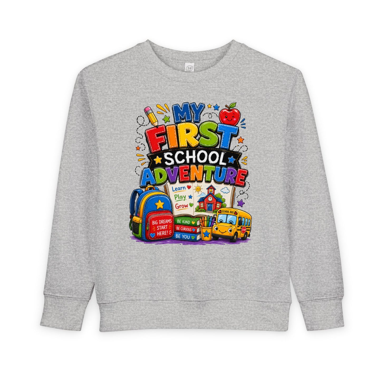 Toddler Sweatshirt — "My First School Adventure" Back-to-School Kids Sweatshirt