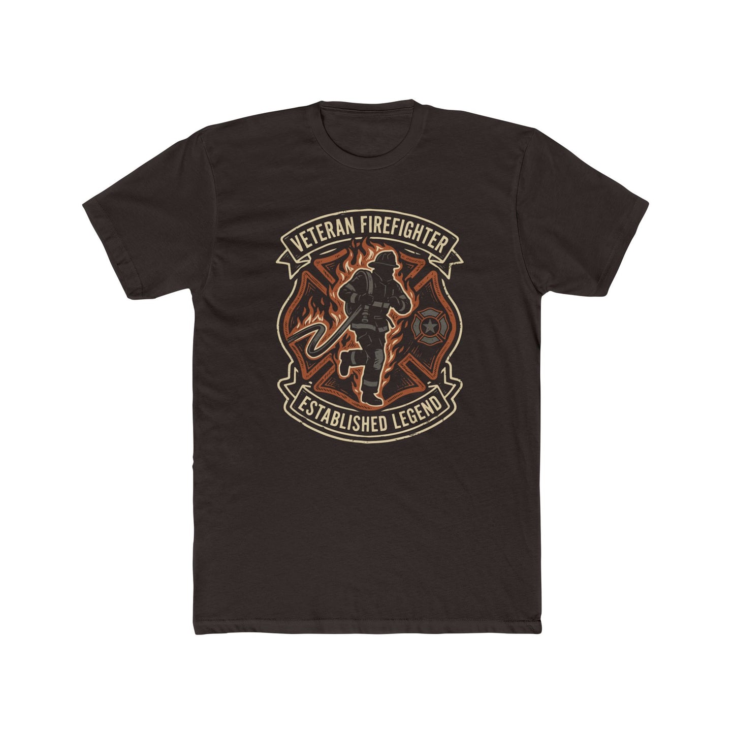 Veteran Firefighter Tee — "Established Legend" Graphic Crew Shirt