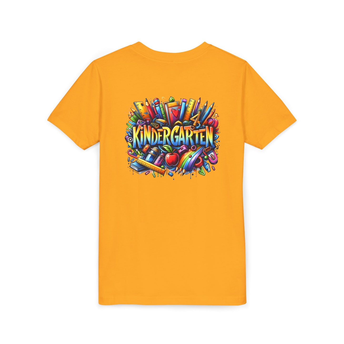 Kindergarten Colorful School Supplies Youth Tee — Back-to-School Kids T-Shirt