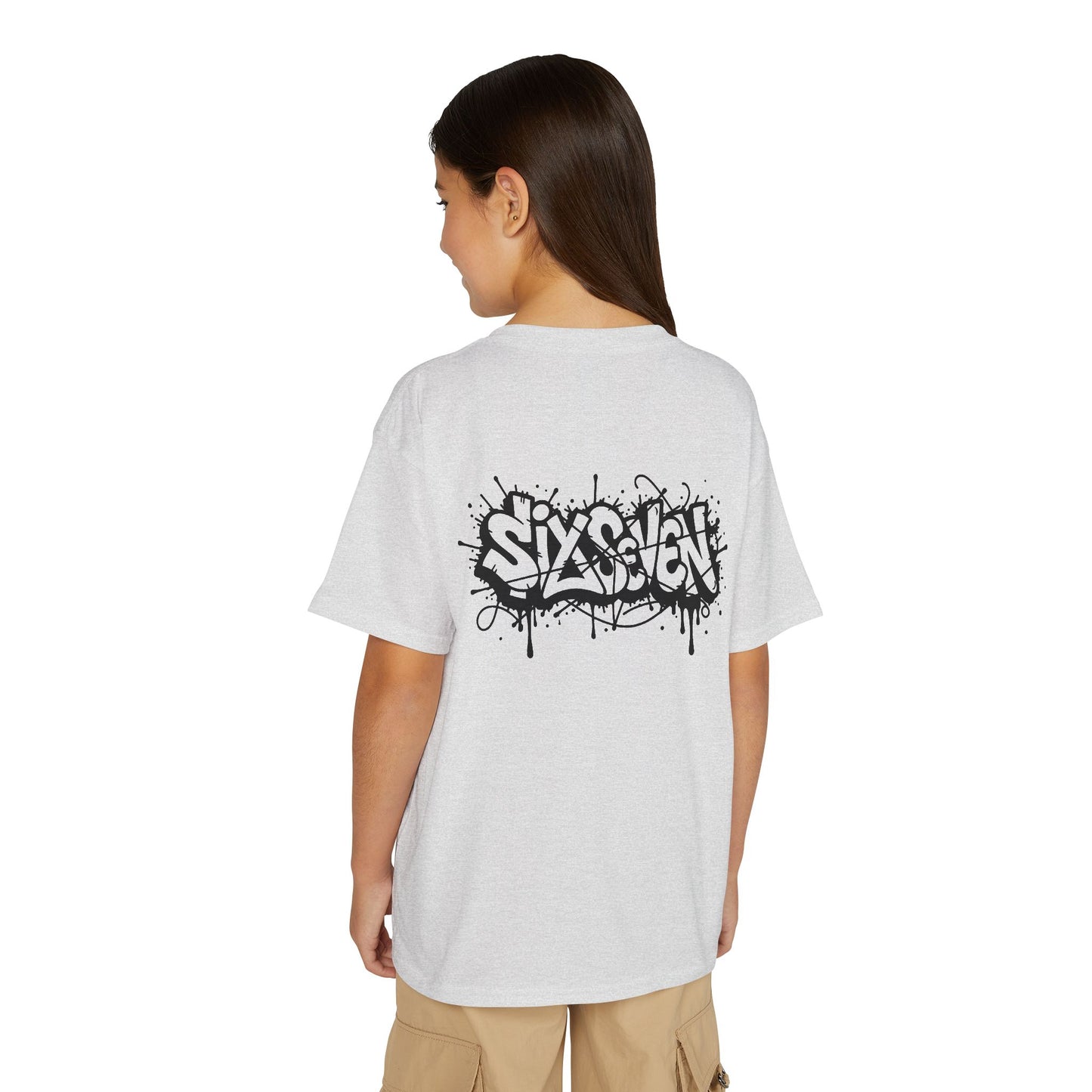 Youth T-Shirt — 'SixxSeven' Black Graffiti Drip Streetwear Tee
