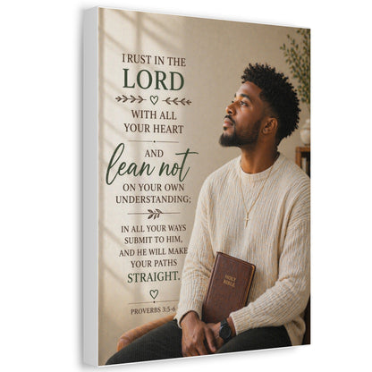 Stretched Canvas - "Trust in the Lord" Scripture Wall Art (Proverbs 3:5-6)