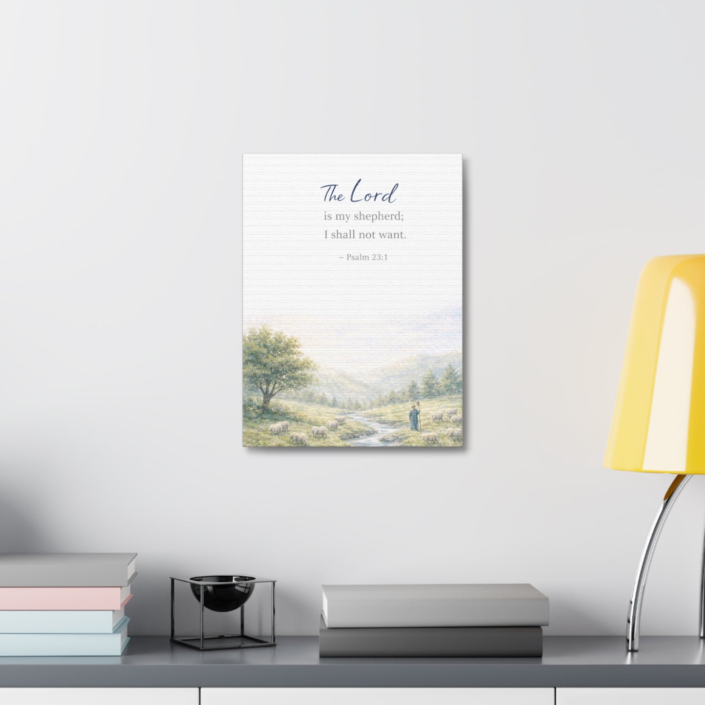 Psalm 23:1 Stretched Canvas – ‘The Lord is my shepherd; I shall not want’ Scenic Wall Art