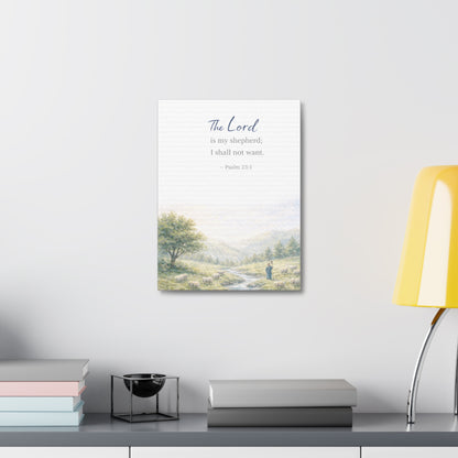 Psalm 23:1 Stretched Canvas – ‘The Lord is my shepherd; I shall not want’ Scenic Wall Art