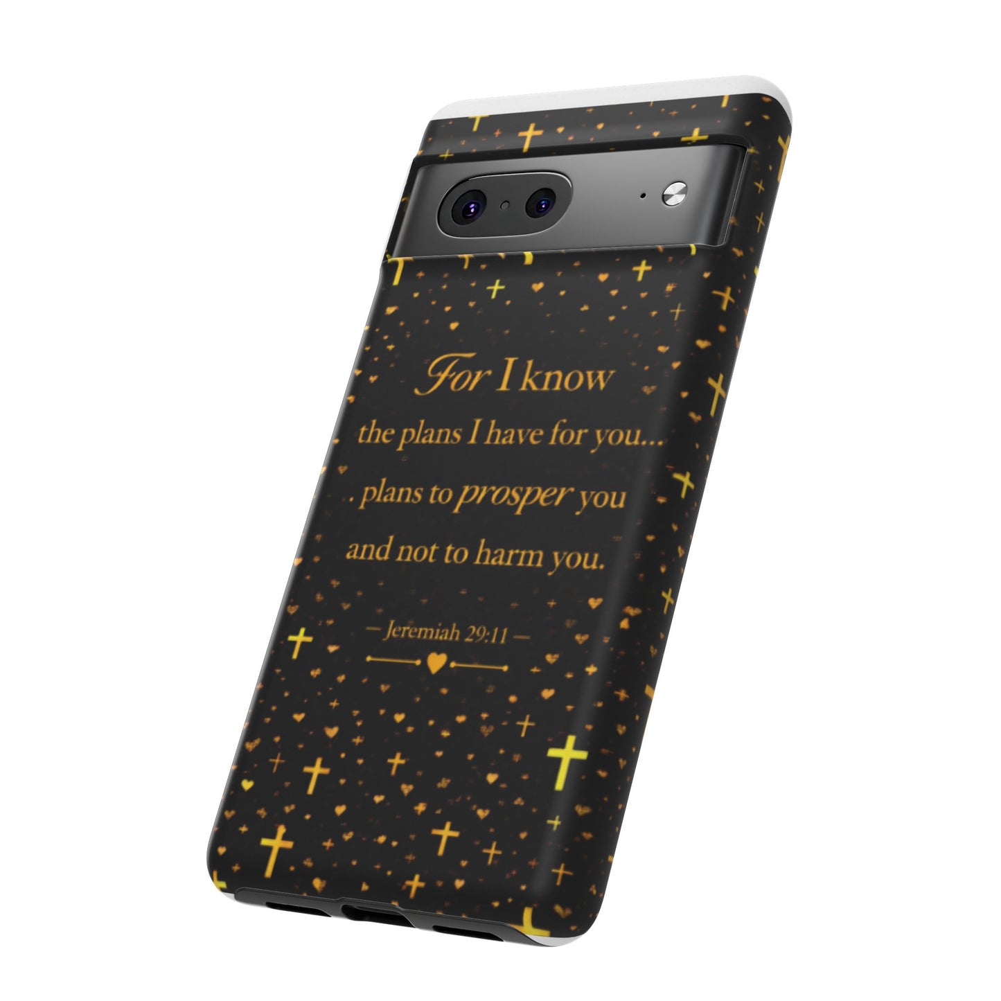 Phone Case — "For I Know" Jeremiah 29:11 Gold Cross Christian Tough Case